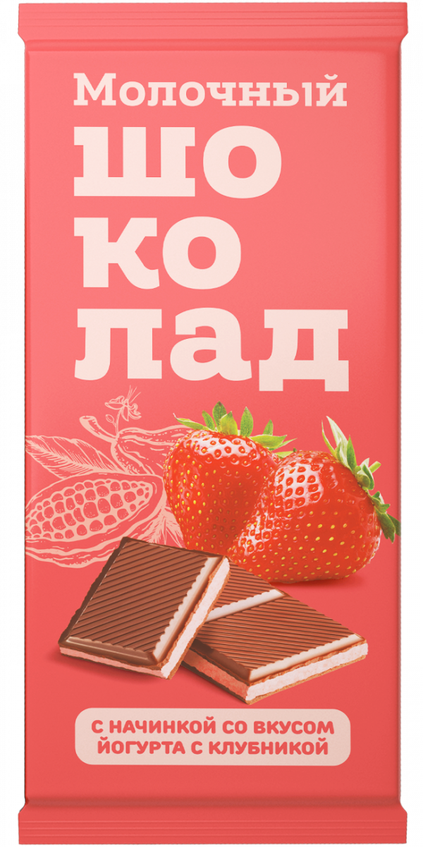 №1 Меренга Шоколад молочный с начинкой Йогурт-Клубника,(блок 24шт по 80г)   в Октябрьске