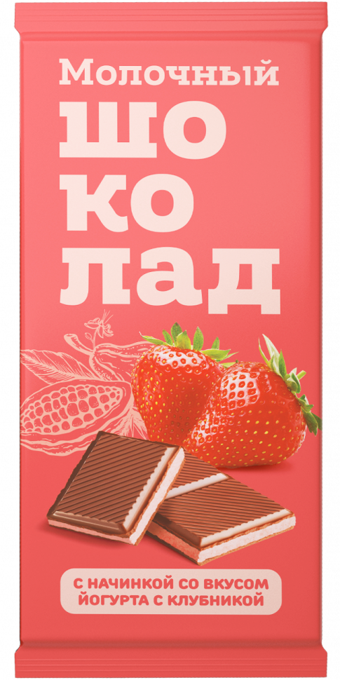  Меренга Шоколад молочный с начинкой Йогурт-Клубника,(блок 24шт по 80г)   в Октябрьске