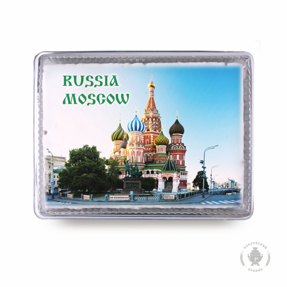  Пряник 600г RUSSIA MOSCOW с фотопечатью (в подарочной пластиковой упаковке)  в Октябрьске